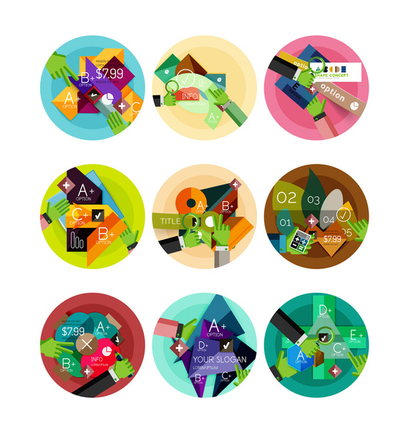 Set di icone infografiche a cerchio piatto
 - Vettoriali, immagini