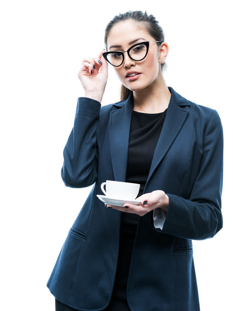 bir fincan kahve ile Office kız - Fotoğraf, Görsel