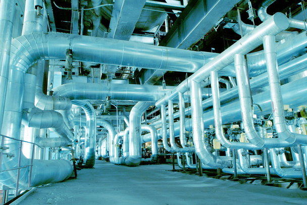 Průmyslová zóna, Ocelové potrubí, ventily a čerpadla - Fotografie, Obrázek