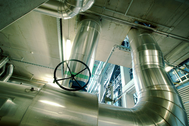 Průmyslová zóna, Ocelové potrubí, ventily a čerpadla - Fotografie, Obrázek
