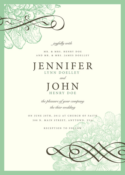 Convite de casamento floral
 - Vetor, Imagem