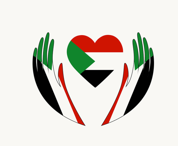 Sudan Bayrak Kalbi Elle Amblemi Afrika ülkesinin Soyut Tasarım Vektörü illüstrasyonu - Vektör, Görsel
