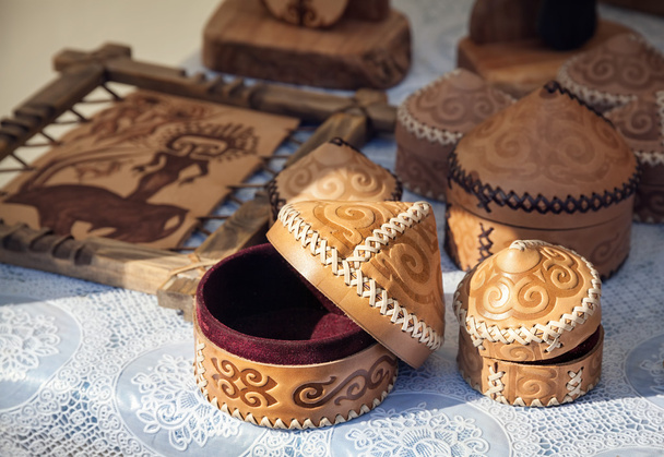 Kazakh ethnic shoes in the market - Foto, afbeelding