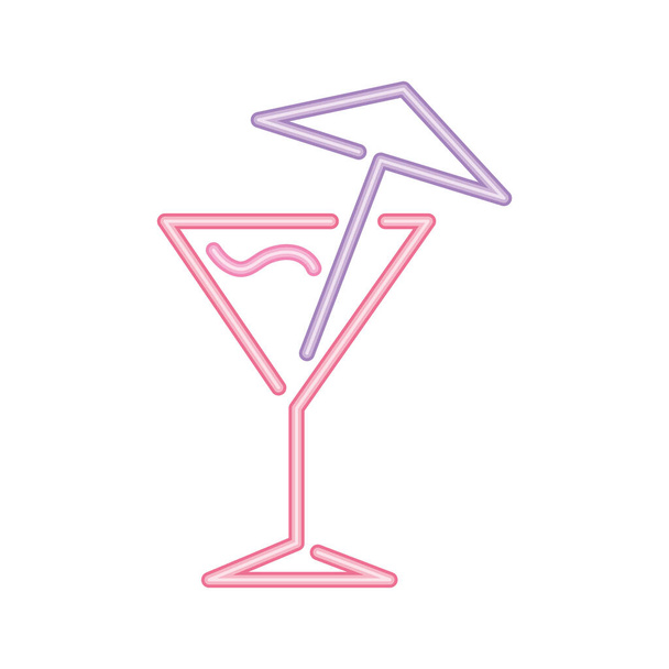 neon cocktail teken vector geïsoleerd - Vector, afbeelding