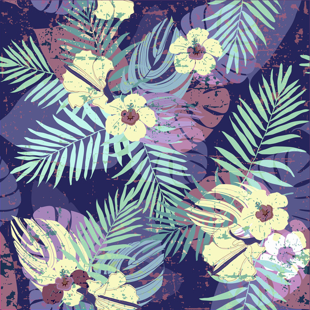 Seamless pattern with palm leaves - Vector, afbeelding