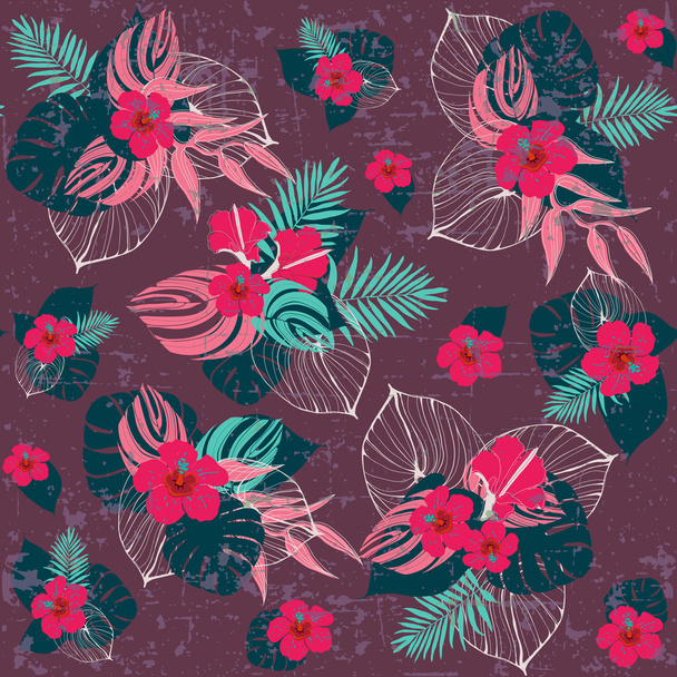 Seamless tropical floral pattern. - Vektor, Bild