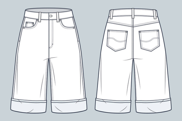 Short pants fashion flat technical drawing Vector Image