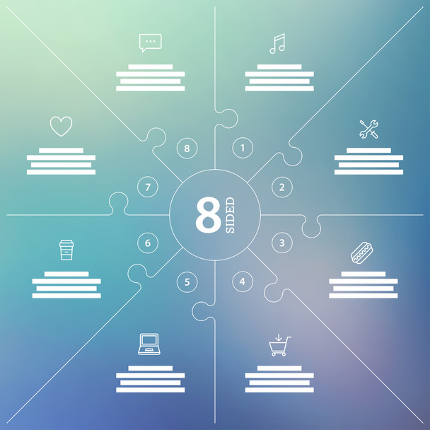 Numbered gradient puzzle presentation - Vector, Image