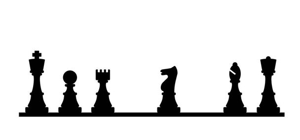 Настройка шахматной доски. Значок или символ вектора. Черно-белые шахматные фигуры. Плоский стиль стартовых позиций фигуры турнир стратегии силуэт. шахматная доска. Квадратный шрифт - Вектор,изображение