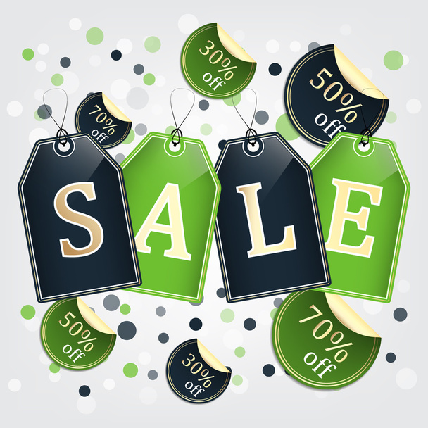 Sale tags vector background with labels and bubbles - Vector, Image
