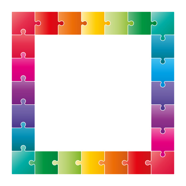 Okraj rámečku vícebarevná jigsaw puzzle - Vektor, obrázek