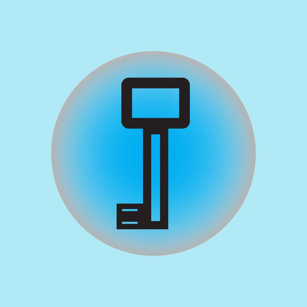Blauer Knopf mit einem schwarzen Schlüsselsymbol darauf - Vektor, Bild