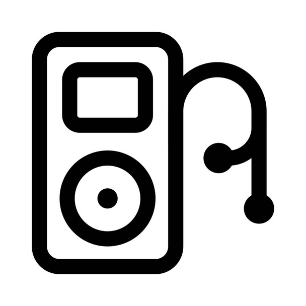 Ipod, um media player portátil com fones de ouvido. - Vetor, Imagem