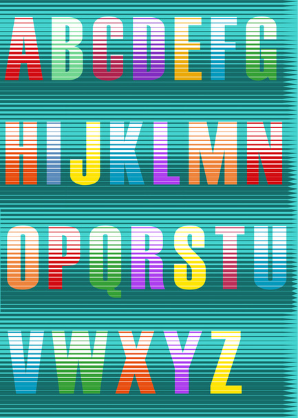 Gestreepte Jalousie lettertype. Vectorillustratie - Vector, afbeelding
