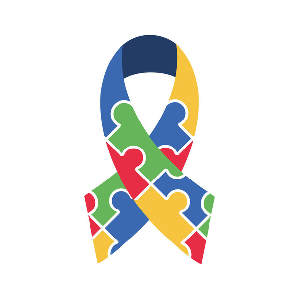 autism ribbon puzzles design illustration - Vector, Image