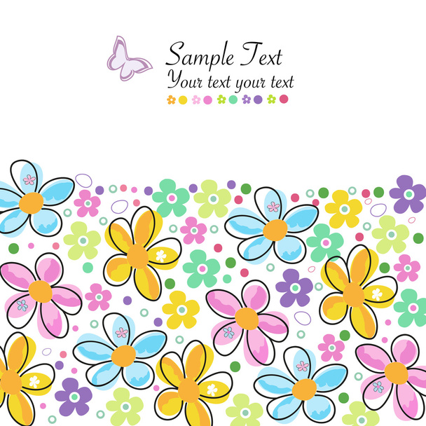 Abstract decorative spring flowers greeting card - Vector, Image