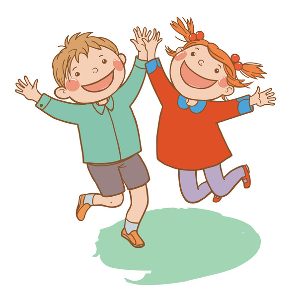 saltando niños felices
 - Vector, imagen