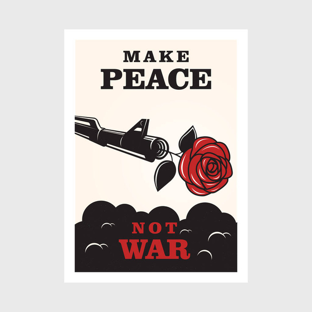 Créez une affiche de paix et non de guerre, avec fusil d'assaut et concept rose - Vecteur, image
