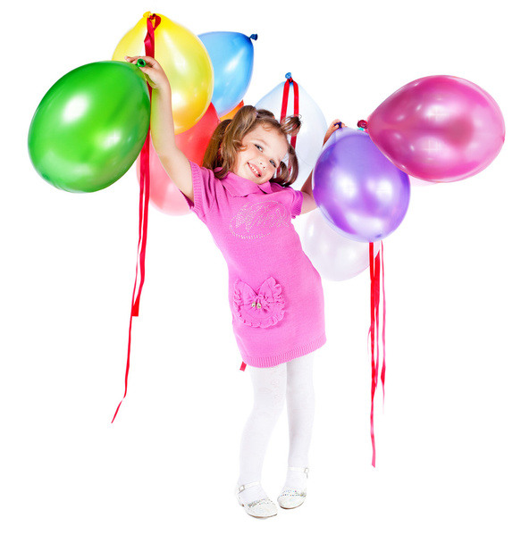 Girl with balloons - Foto, afbeelding
