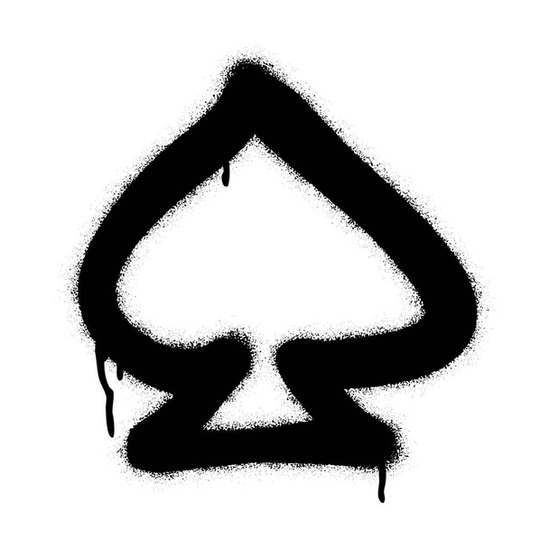 Spray isolado símbolo de cartão de grafite Ás de espadas que representa má sorte e morte. - Vetor, Imagem