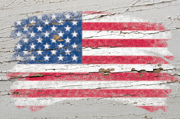 Bandeira dos EUA em grunge textura de madeira pintada com giz
 - Foto, Imagem