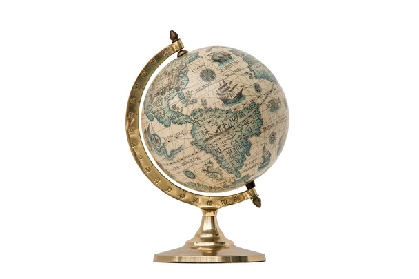 Old Style World Globe - Isolated on White - Φωτογραφία, εικόνα