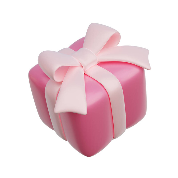 3D Pink gift box, baby gender reveal, It's a girl, birthday party, 3d rendering - Photo, Image
