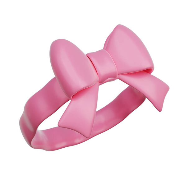 3D Pink ribbon hair band, baby gender reveal, It's a girl, birthday party, 3d rendering - Photo, Image