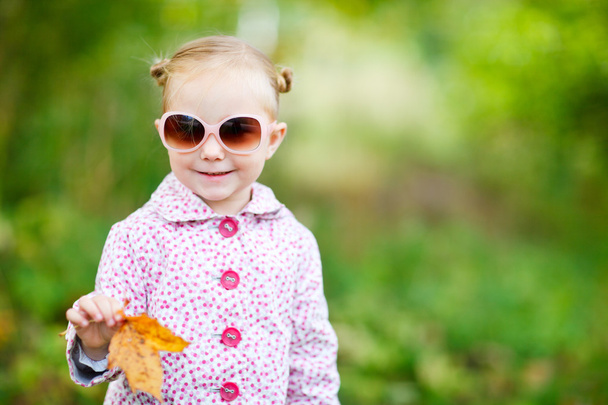 Cute girl in autumn park - Fotó, kép