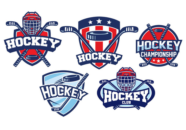 ensemble de conception de badge de hockey - Vecteur, image