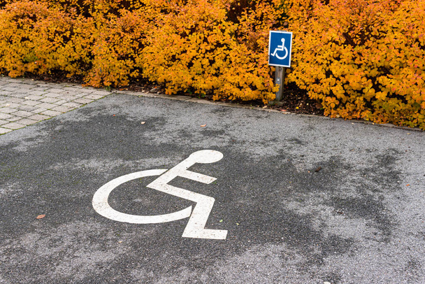 parking dla osób niepełnosprawnych, znak parkingowy dla niepełnosprawnych, znak parkingowy dla niepełnosprawnych  - Zdjęcie, obraz