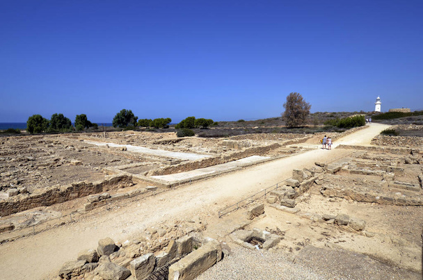 Paphos, Kıbrıs - 27 Eylül 2023: Kato Paphos Arkeoloji Parkı UNESCO dünya mirası sahası, Paphos namı diğer Pafos 2017 yılında Avrupa Kültür Başkentiydi. - Fotoğraf, Görsel