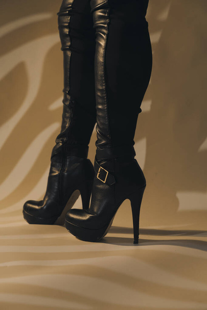 Σέξι κυρία με ψηλά τακούνια εσώρουχα πόδια μοντέλο στούντιο φωτογραφία. - Φωτογραφία, εικόνα