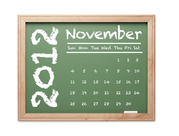 Noviembre 2012 Calendario en pizarra verde
 - Foto, Imagen