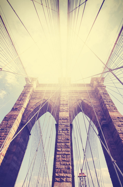 Vintage filtered picture of Brooklyn Bridge in New York City. - Photo, image