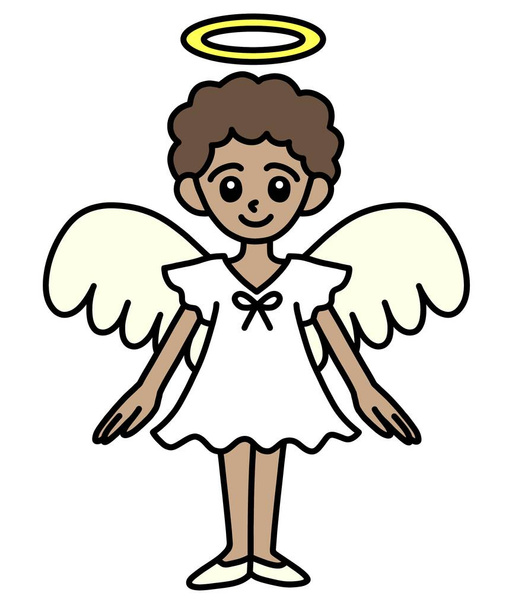 Słodki anioł dziewczyna w białej sukience - Zdjęcie, obraz