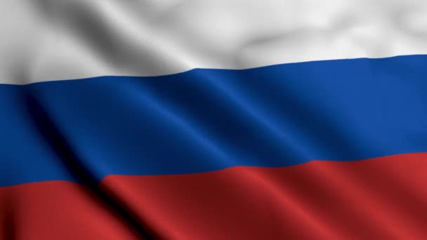 Ruská vlajka. Vlnění tkaniny Satén Textura vlajka Ruska 3D ilustrace. Skutečná textura vlajky Ruské federace 4K Video - Záběry, video