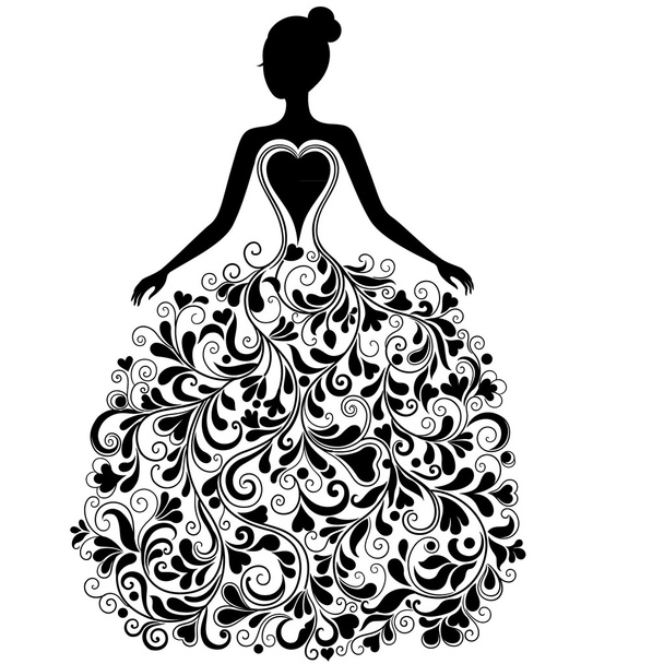 Векторный силуэт красивого платья
 - Вектор,изображение
