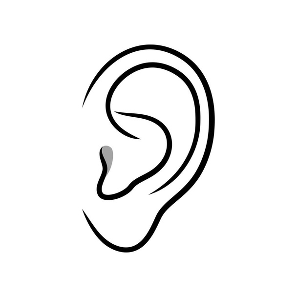 Ícone de linha de ouvido isolado no fundo branco - Vetor, Imagem