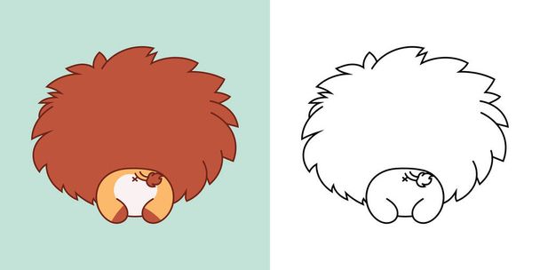 Cartoon Baby Lion Clipart for Coloring Page and Illustration. Clip Art Isolated Animal. Cute Vector Illustration of a Kawaii Baby Animal for Prints for Clothes, Stickers, Baby Shower.  - Vector, Image