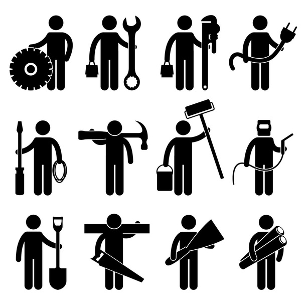 Symbole de signe de pictogramme d'icône d'emploi de travailleur de la construction
 - Vecteur, image