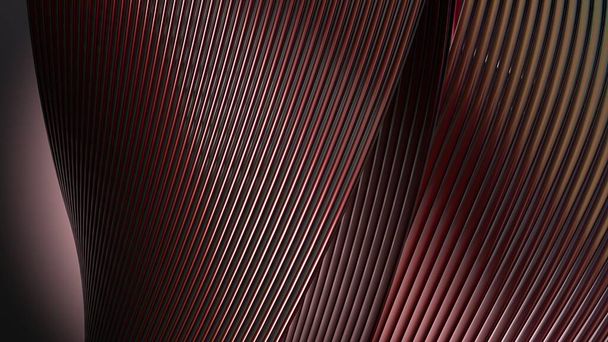 Art Pink Elegancki nowoczesny 3D Rendering Abstrakcyjne tło współczesnego Beziera Krzywa Luxury of Twisted and Bend Corrugated Metal Sheetshigh Rozdzielczość 3D renderowania obrazu - Zdjęcie, obraz