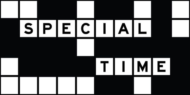 Alphabet lettre dans le mot temps spécial sur fond de puzzle mots croisés - Vecteur, image
