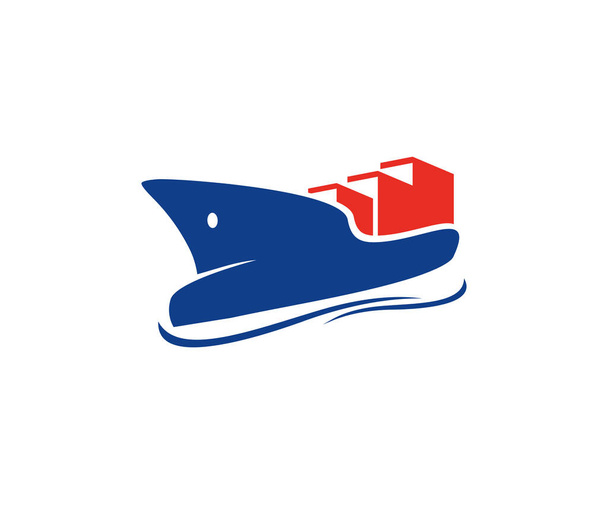 Kargo gemisi logosu tasarımı. Konteyner gemisi, kargo gemisi. Uluslararası ticaret ve lojistik vektör tasarımı ve illüstrasyonu. - Vektör, Görsel