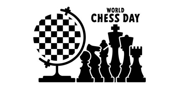 Всемирный день шахмат. Шахматные фигуры башня лошадь слона, королева шахмат доска установки значок вектор или символы штук Плоский стиль исходных позиций фигуры. Для шашечной доски. Квадратный мошенник - Вектор,изображение