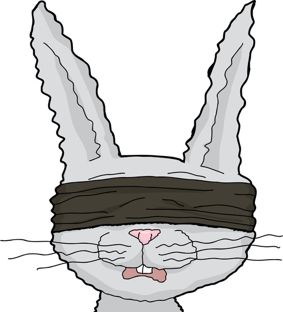 Грустный задержанный кролик с повязкой на глазах
 - Вектор,изображение