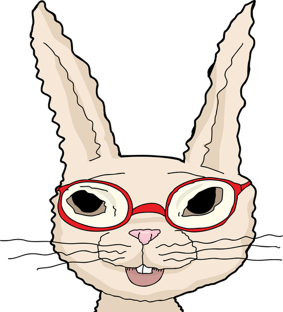 Kırmızı gözlük izole tavşan - Vektör, Görsel