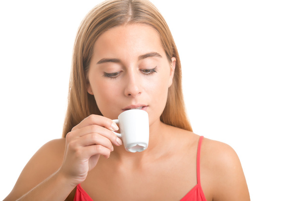 Bir Espresso içme kadın - Fotoğraf, Görsel