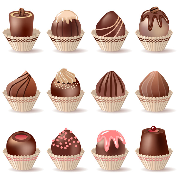 Sammlung verschiedener Süßigkeiten - Vektor, Bild