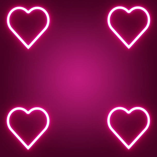 Valentinsherzen Hintergrund rosa Neonlicht an der Wand leuchten im Dunkeln - Foto, Bild